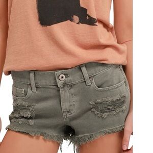 Pistola Eden Distressed Shorts Size S Olive Green NWT Rolled Cuff